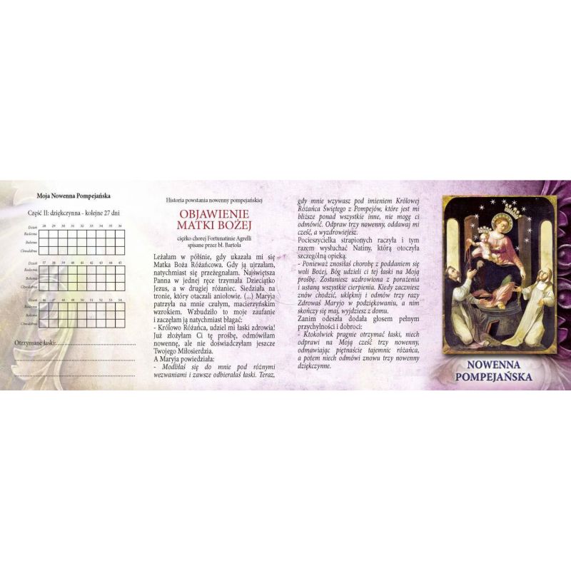Folder składany 10x6,5 cm Nowenna Pompejańska - Folder religijny - Folder składany Nowenna Pompejańska