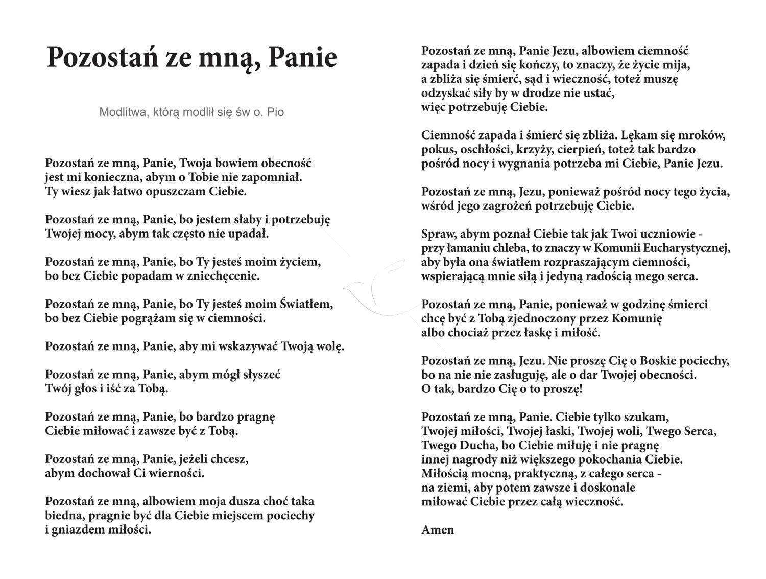 Folder składany z modlitwą Świętego Ojca Pio - Folder religijny - zdjęcie 2 - Folder składany z modlitwą Świętego Ojca Pio