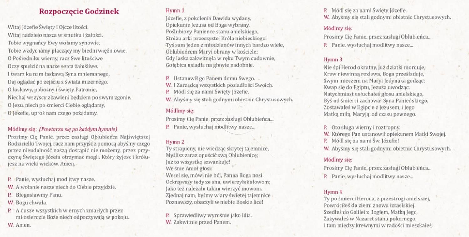 Folder składany Godzinki ku czci Świętego Józefa - Folder religijny - zdjęcie 2 - Folder składany Godzinki ku czci Świętego Józefa