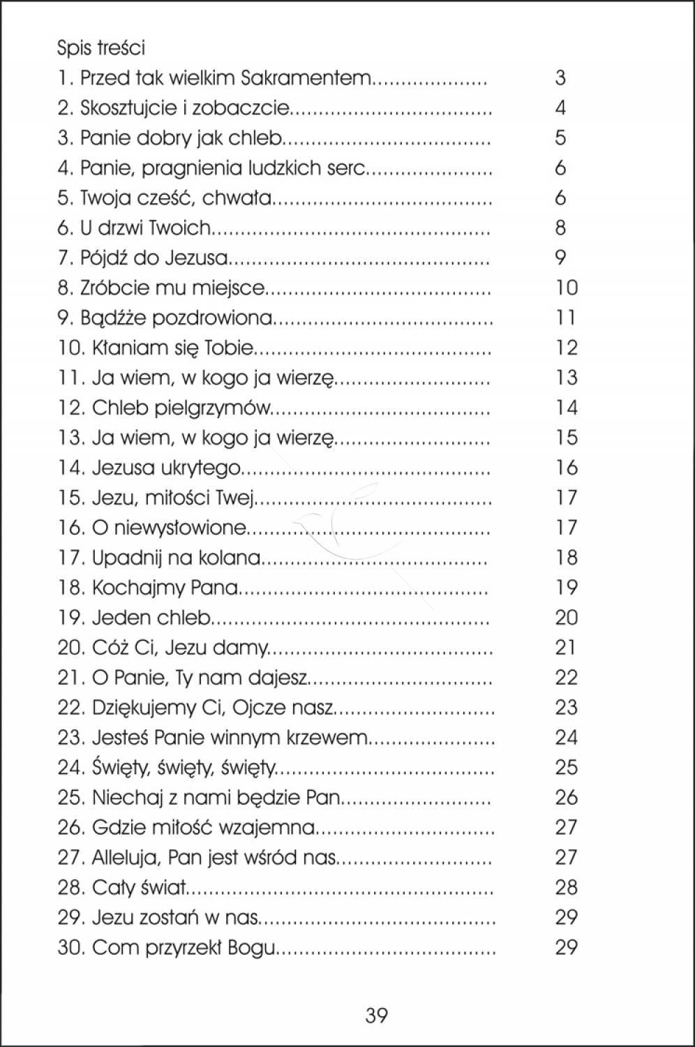 Książeczka - Pieśni o Eucharystii - Śpiewniki - zdjęcie 2 - Książeczka - Pieśni o Eucharystii