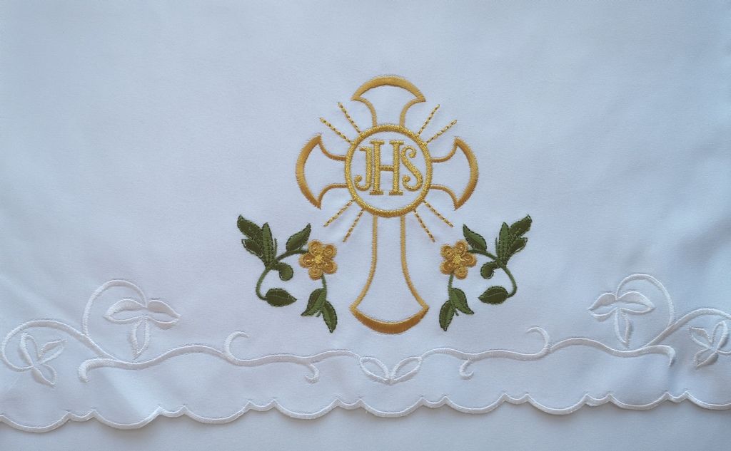 Obrus ołtarzowy haftowany - wzór eucharystyczny (183) - OBRUSY OŁTARZOWE - Nowość