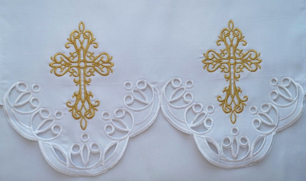 Obrus ołtarzowy haftowany - wzór eucharystyczny (190) - OBRUSY OŁTARZOWE - Nowość