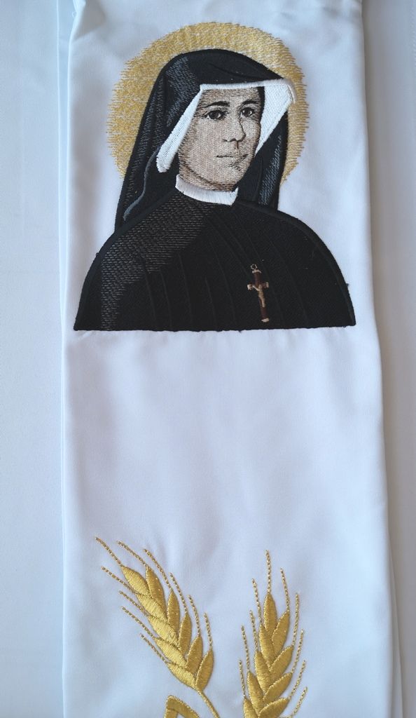 Stuła haftowana  Jezus Miłosierny, Święta Faustyna - Z POSTACIAMI - zdjęcie 3 - Stuła haftowana  Jezus Miłosierny, Święta Faustyna