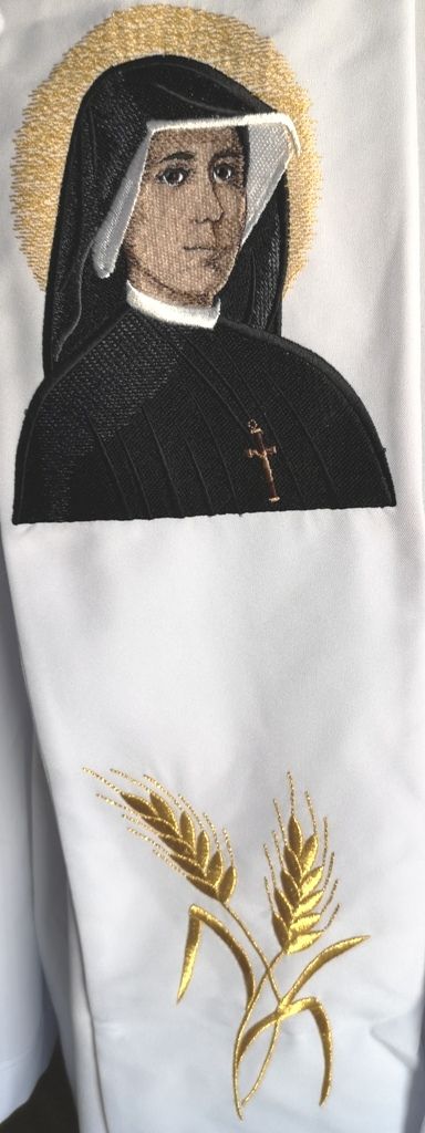 Stuła haftowana  Jezus Miłosierny, Święta Faustyna - Z POSTACIAMI - zdjęcie 6 - Stuła haftowana  Jezus Miłosierny, Święta Faustyna