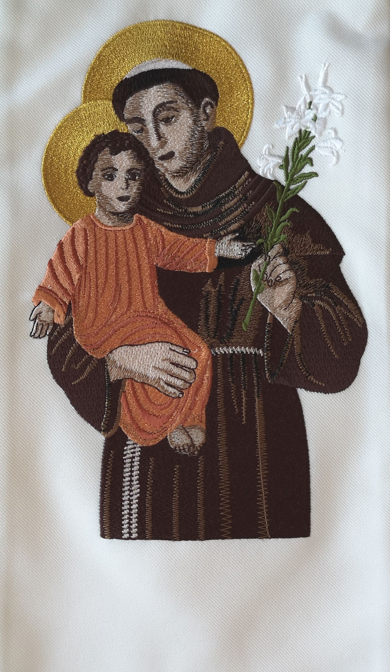 Stuła haftowana Św. Antoni z Dzieciątkiem Jezus - Z POSTACIAMI - zdjęcie 3 - Stuła haftowana Św. Antoni z Dzieciątkiem Jezus