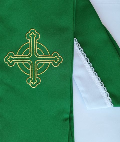Stuła zielona Krzyż do koncelebry (10) - KONCELEBRA