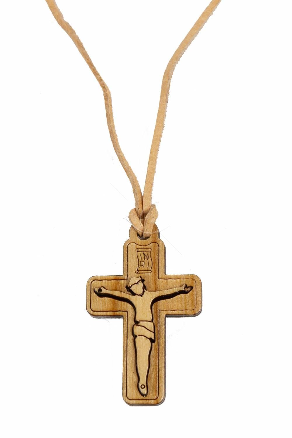 Drewniany krzyżyk z rzemykiem - KRZYŻE, KRZYŻYKI - Drewniany krzyżyk z rzemykiem