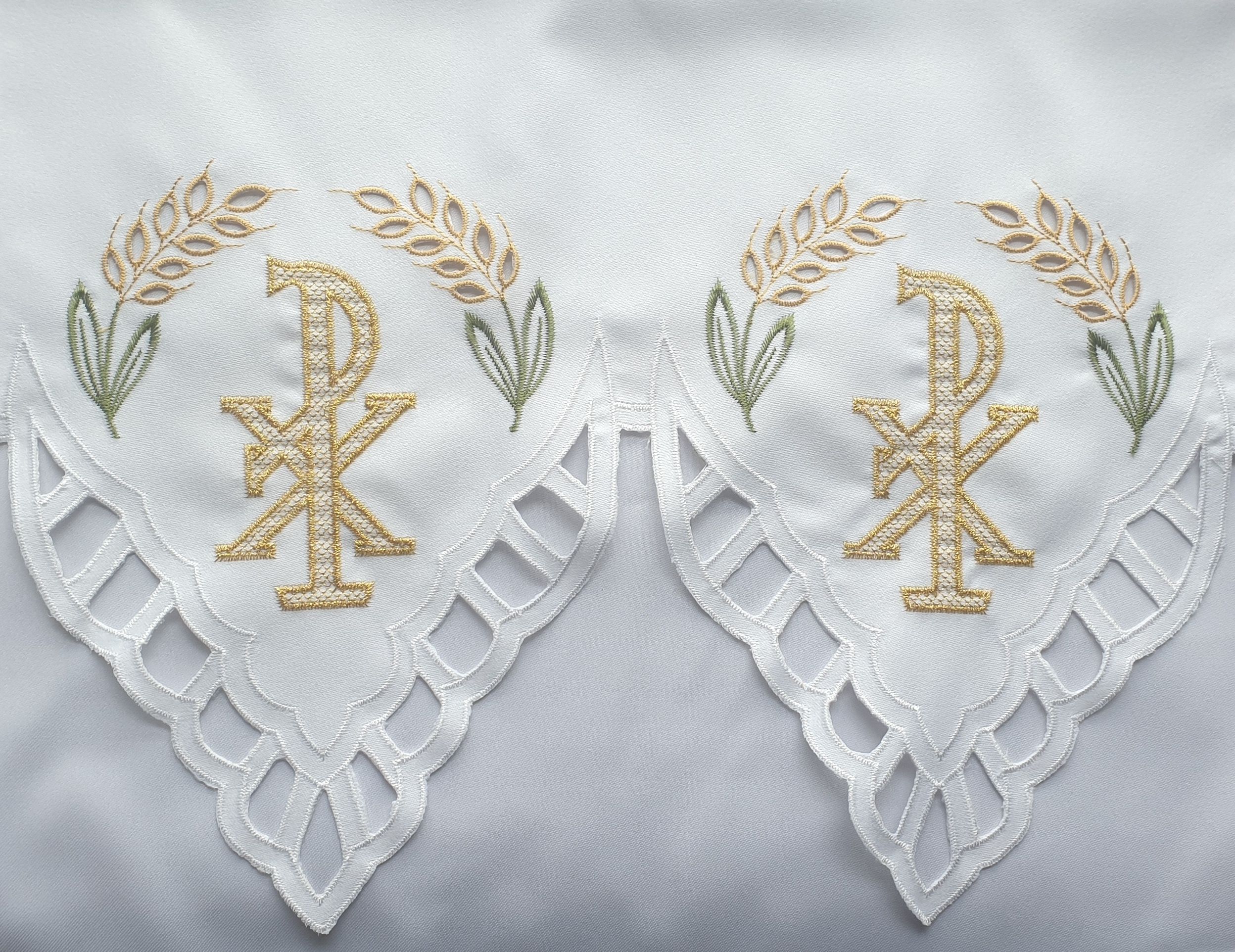 Obrus ołtarzowy haftowany - wzór eucharystyczny (149) - OBRUSY OŁTARZOWE - Nowość