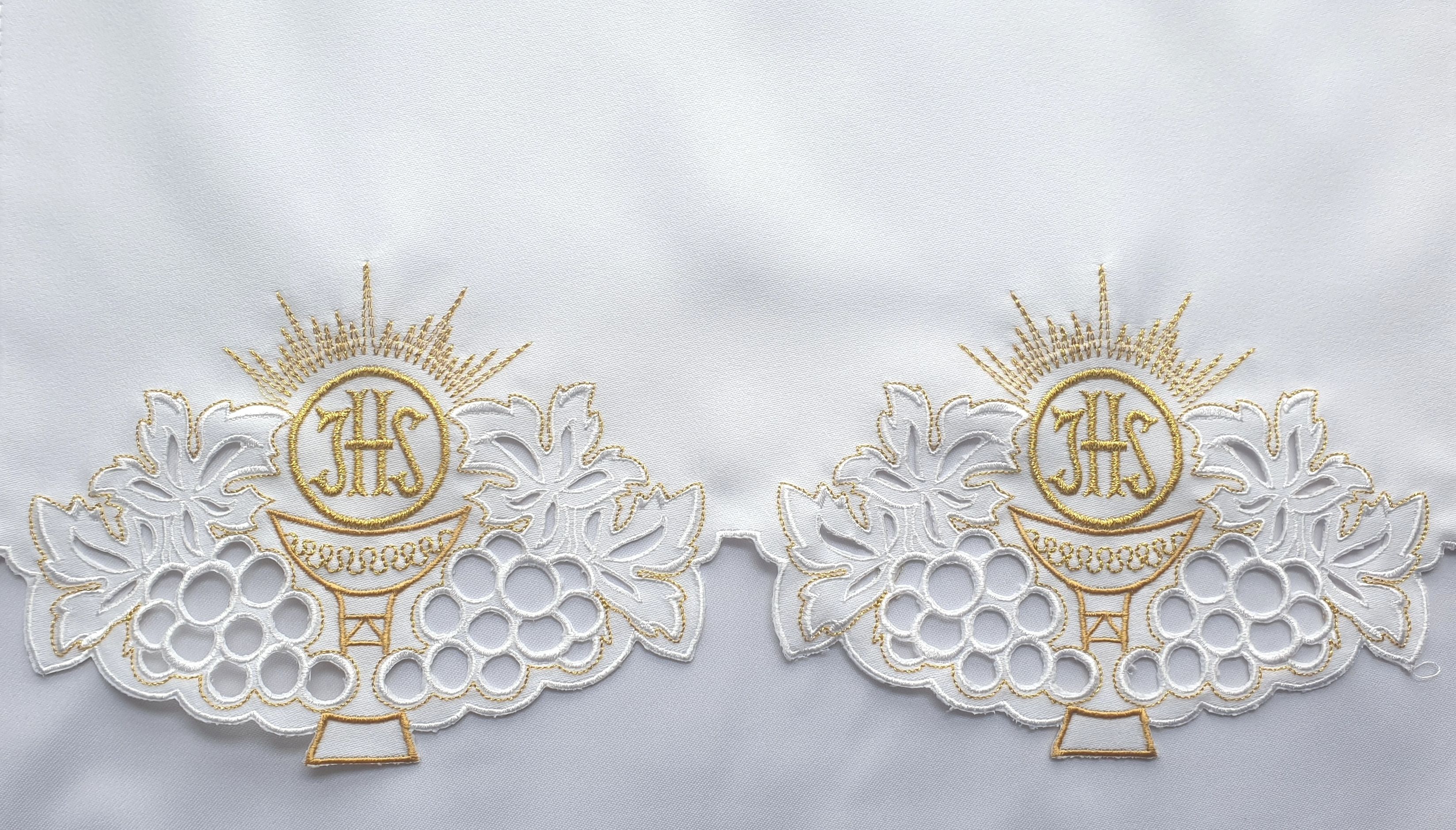 Obrus ołtarzowy haftowany - wzór eucharystyczny (100) - OBRUSY OŁTARZOWE - Nowość