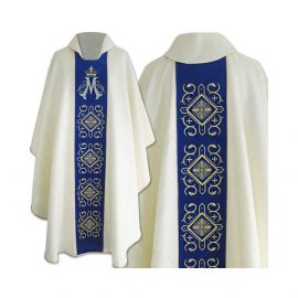 Ornat gotycki haftowany, aksamitny pas, wzór Maryjny (05) - Ornaty Maryjne