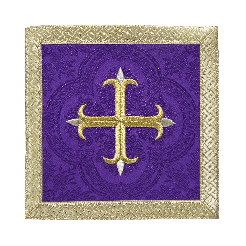 Palka fioletowa Krzyż + złote obszycie - kolor fioletowy - Nowość