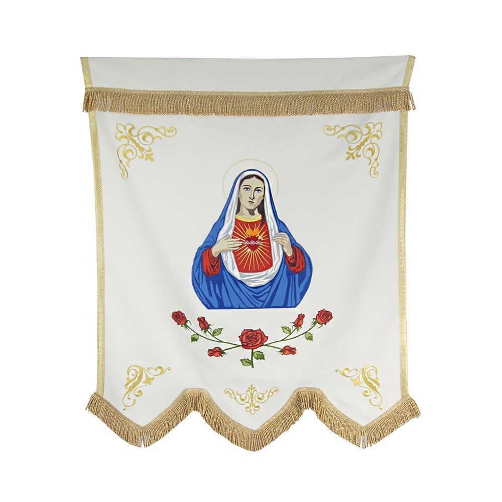 Chorągiew haftowana Serce Maryi + MB Częstochowska - CHORĄGWIE, SZTANDARY - zdjęcie 2 - Chorągiew haftowana Serce Maryi + MB Częstochowska