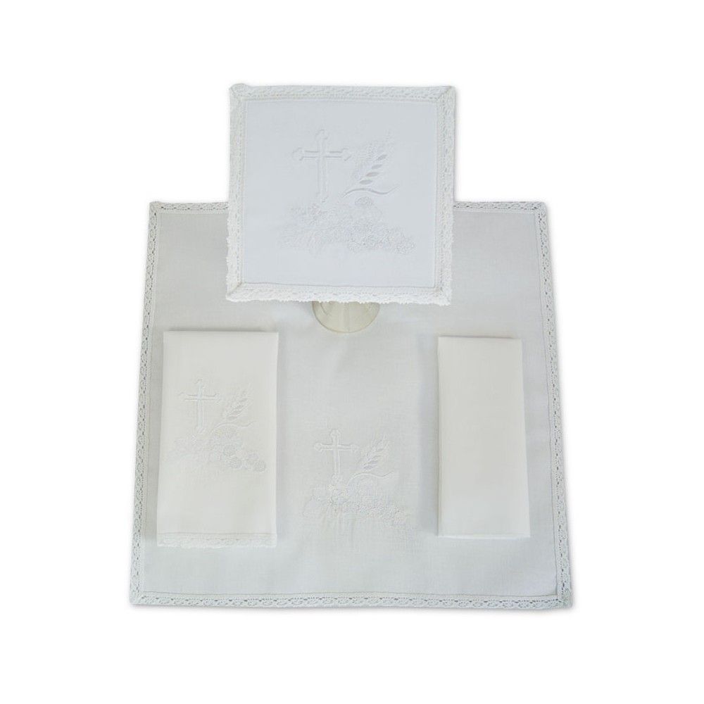 Bielizna kielichowa haft biały Krzyż, kłosy (19) - Zestawy - Nowość