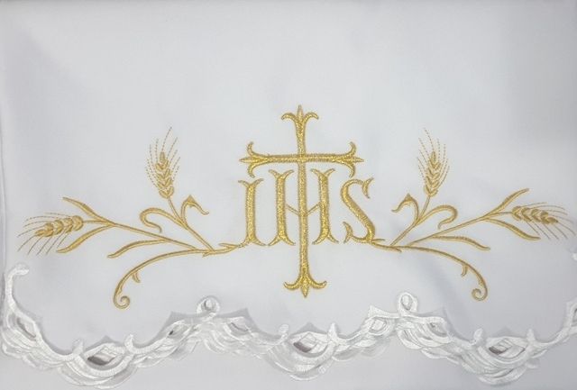 Obrus ołtarzowy haftowany - wzór eucharystyczny (94) - OBRUSY OŁTARZOWE - Nowość