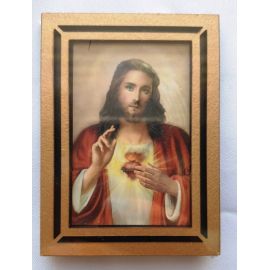 Mały drewniany obrazek Serce Pana Jezusa - OBRAZY RELIGIJNE