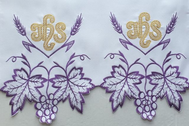 Obrus ołtarzowy haftowany - wzór eucharystyczny (199) - OBRUSY OŁTARZOWE - Nowość