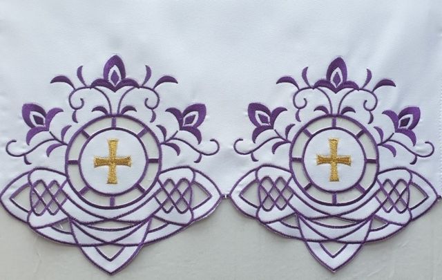 Obrus ołtarzowy haftowany - wzór eucharystyczny (200) - OBRUSY OŁTARZOWE - Nowość