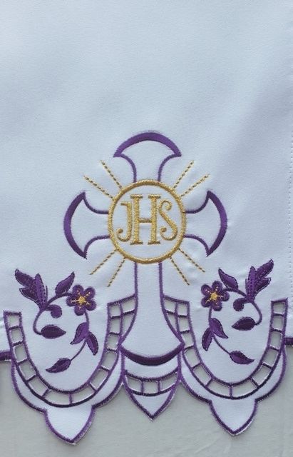 Obrus ołtarzowy haftowany - wzór eucharystyczny (201) - OBRUSY OŁTARZOWE - zdjęcie 2 - Obrus ołtarzowy haftowany - wzór eucharystyczny (201)