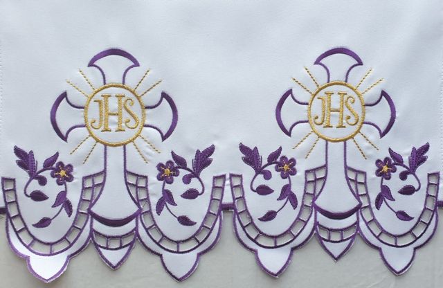 Obrus ołtarzowy haftowany - wzór eucharystyczny (201) - OBRUSY OŁTARZOWE - Nowość