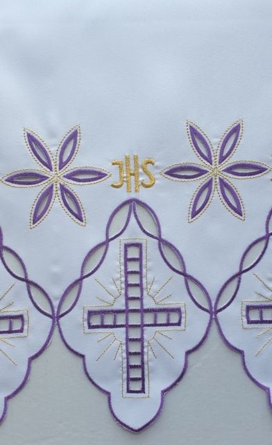Obrus ołtarzowy haftowany - wzór eucharystyczny (202) - OBRUSY OŁTARZOWE - zdjęcie 2 - Obrus ołtarzowy haftowany - wzór eucharystyczny (202)