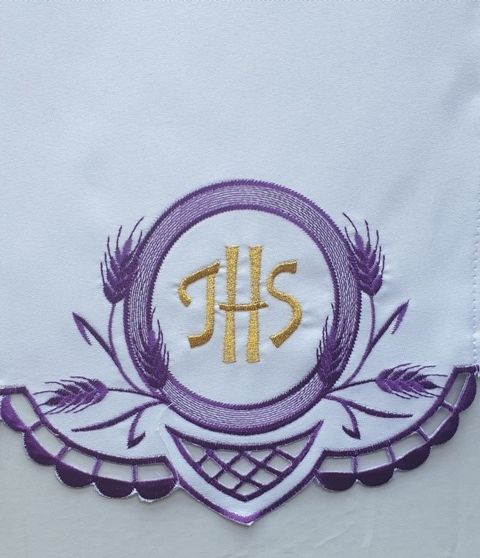 Obrus ołtarzowy haftowany - wzór eucharystyczny (203) - OBRUSY OŁTARZOWE - zdjęcie 2 - Obrus ołtarzowy haftowany - wzór eucharystyczny (203)