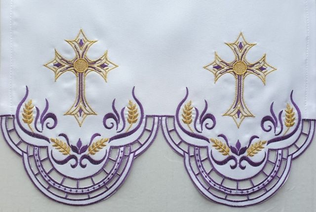 Obrus ołtarzowy haftowany - wzór eucharystyczny (206) - OBRUSY OŁTARZOWE - Nowość