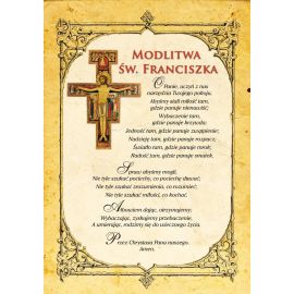 Święty Franciszek - Ikona dwustronna z modlitwą format A5 - Ikony z  tektury introligatorskiej. - zdjęcie 2 - Święty Franciszek - Ikona dwustronna z modlitwą format A5