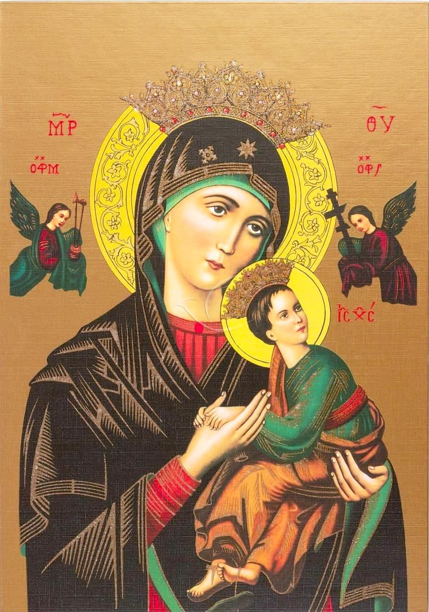 Matka Boża Nieustającej Pomocy - Ikona dwustronna z modlitwą format A4 - Ikony z  tektury introligatorskiej. - Nowość