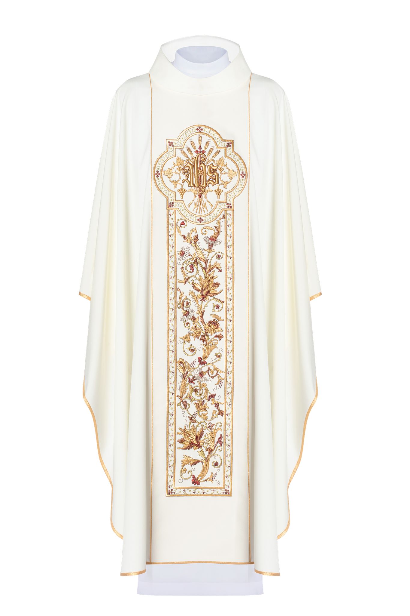 Ornat haftowany symbol IHS - ecru - Ornaty białe/ ecru - Nowość