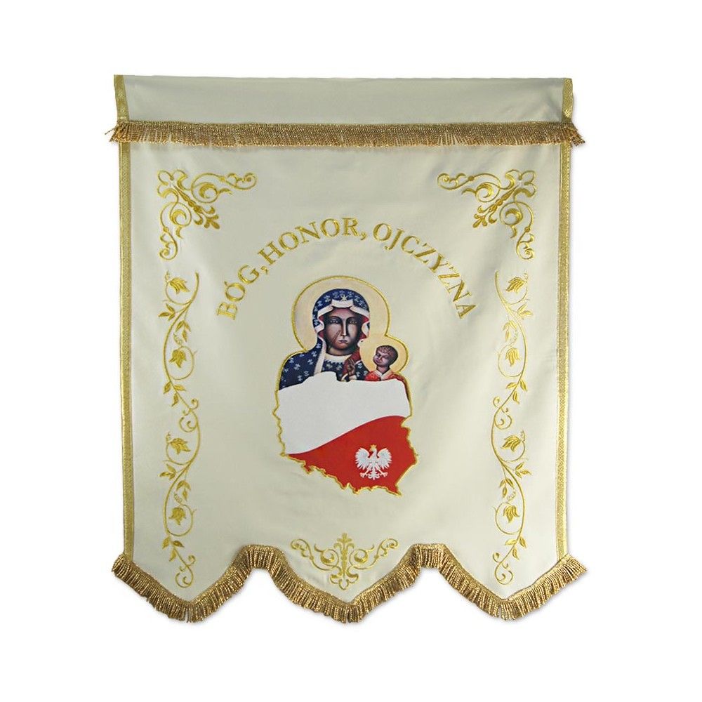 Chorągiew drukowana MB Częstochowska, Św. Marcin - CHORĄGWIE, SZTANDARY - zdjęcie 2 - Chorągiew drukowana MB Częstochowska, Św. Marcin