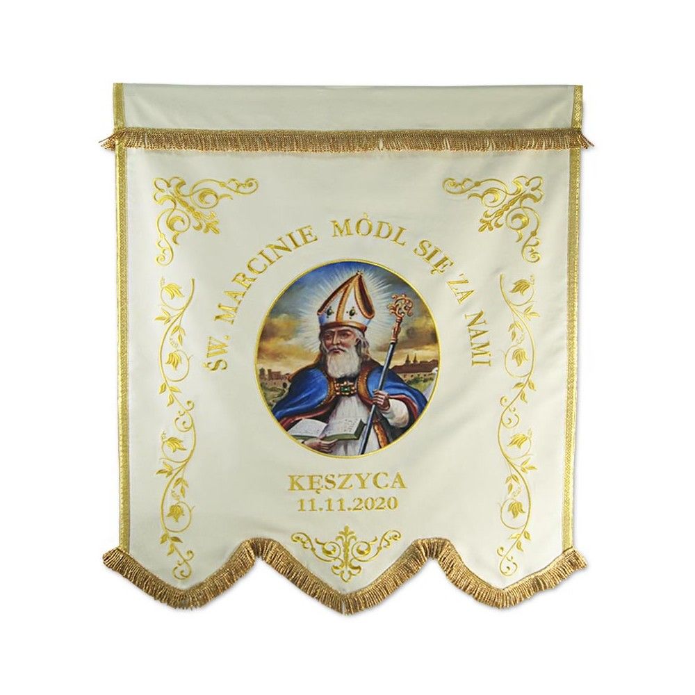 Chorągiew drukowana MB Częstochowska, Św. Marcin - CHORĄGWIE, SZTANDARY - zdjęcie 3 - Chorągiew drukowana MB Częstochowska, Św. Marcin