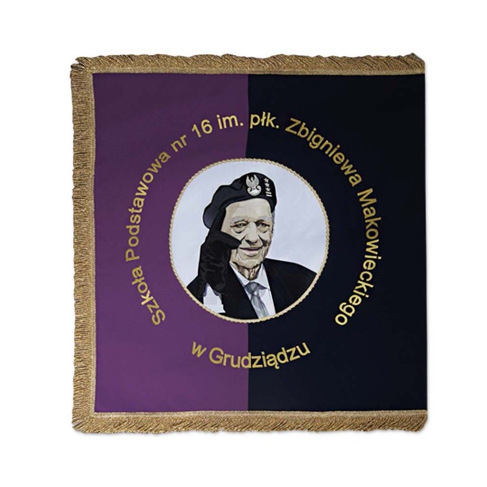 Sztandar z frędzlami i haftem (wojskowy) - CHORĄGWIE, SZTANDARY - Nowość