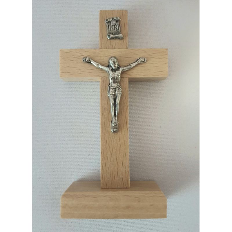 Krzyżyk drewniany stojący jasny brąz 10x5 cm - KRZYŻE, KRZYŻYKI - Krzyżyk drewniany stojący jasny brąz 10x5 cm