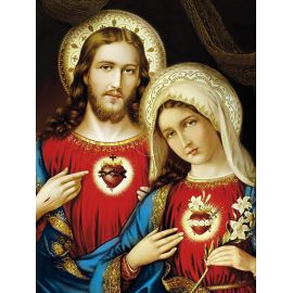 Serce Jezusa, Serce Maryi - Obraz do oprawienia format (30x40) - OBRAZY RELIGIJNE