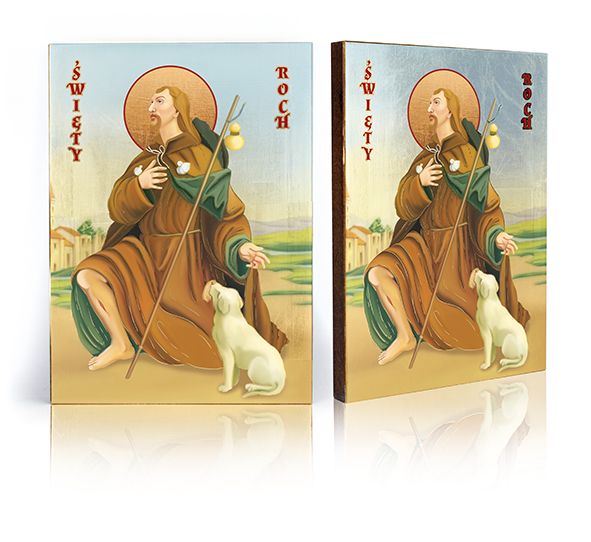 Ikona Święty Roch - patron chroniący od zarazy - Święci i Błogosławieni - Nowość