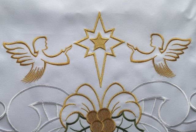 Obrus na Boże Narodzenie Anioły (5) - OBRUSY OŁTARZOWE - zdjęcie 3 - Obrus na Boże Narodzenie Anioły (5)