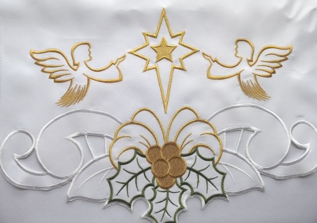 Obrus na Boże Narodzenie Anioły (5) - OBRUSY OŁTARZOWE - zdjęcie 2 - Obrus na Boże Narodzenie Anioły (5)