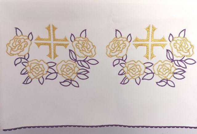 Obrus ołtarzowy haftowany - wzór eucharystyczny (210) - OBRUSY OŁTARZOWE - zdjęcie 3 - Obrus ołtarzowy haftowany - wzór eucharystyczny (210)