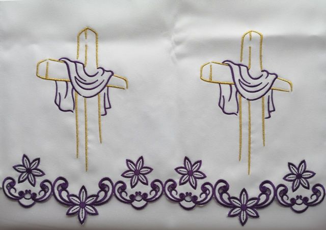 Obrus ołtarzowy haftowany - wzór eucharystyczny (213) - OBRUSY OŁTARZOWE - zdjęcie 3 - Obrus ołtarzowy haftowany - wzór eucharystyczny (213)