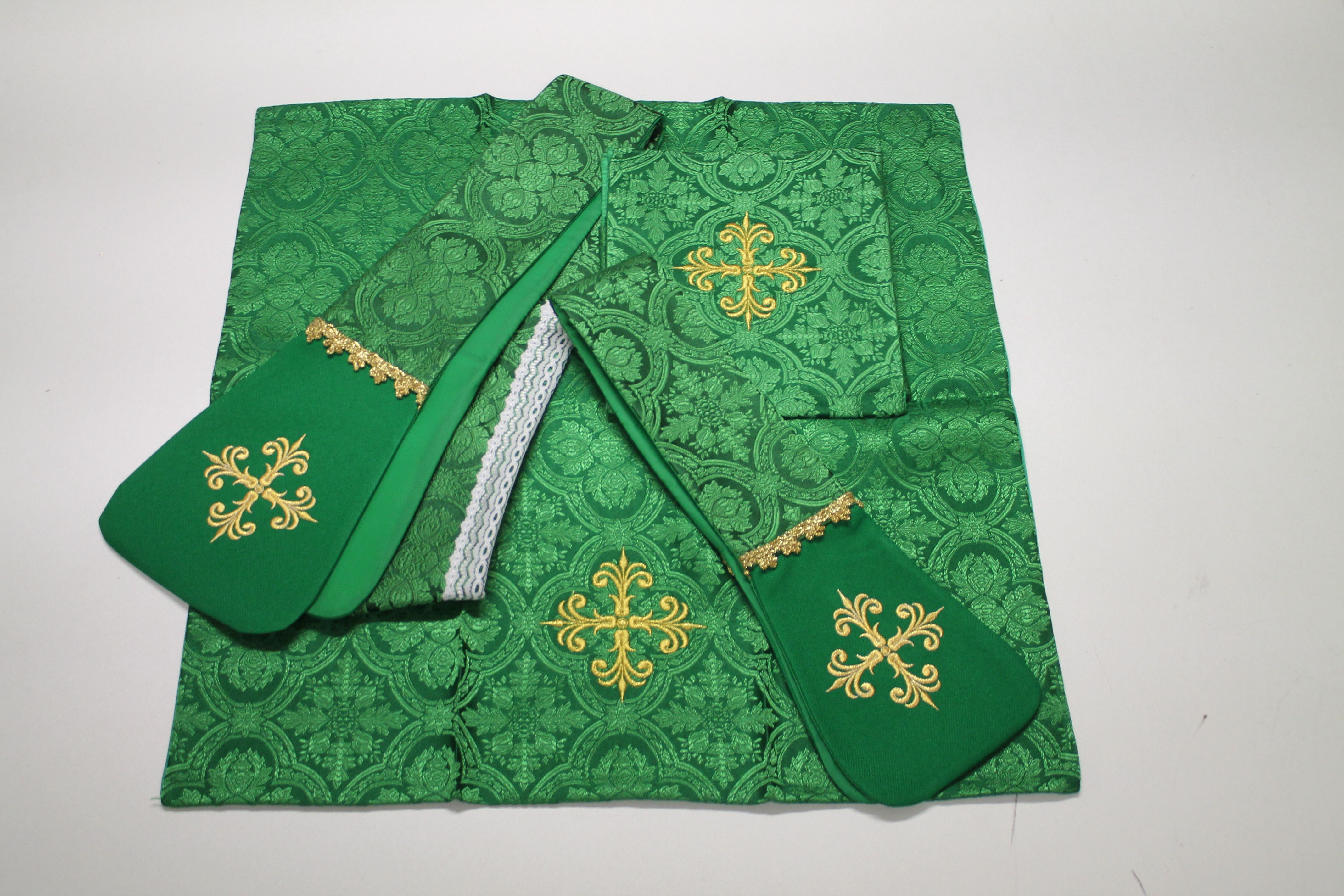 Ornat rzymski zielony, rozeta IHS (55) - Ornaty rzymskie - zdjęcie 3 - Ornat rzymski zielony, rozeta IHS (55)