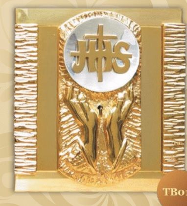 Tabernakulum mosiężne IHS + Dłonie (45) - TABERNAKULA - Nowość