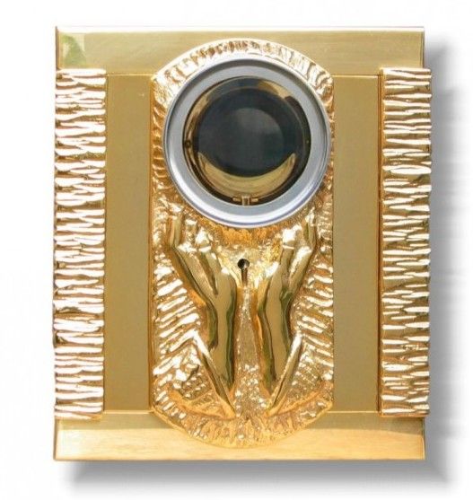 Tabernakulum mosiężne IHS + Dłonie z wystawieniem Najświętszego Sakramentu (46) - TABERNAKULA - Nowość