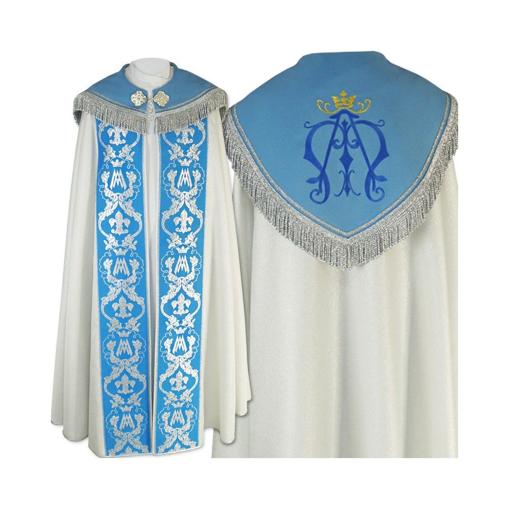 Kapa maryjna - pasy tkane, kaptur haft (77) - KAPY LITURGICZNE