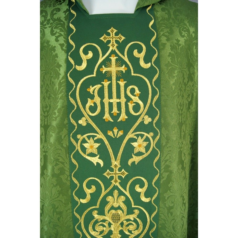 Ornat gotycki zielony, fioletowy haftowany - tkanina żakard (41) - Ornaty haftowane - zdjęcie 3 - Ornat gotycki zielony, fioletowy haftowany - tkanina żakard (41)