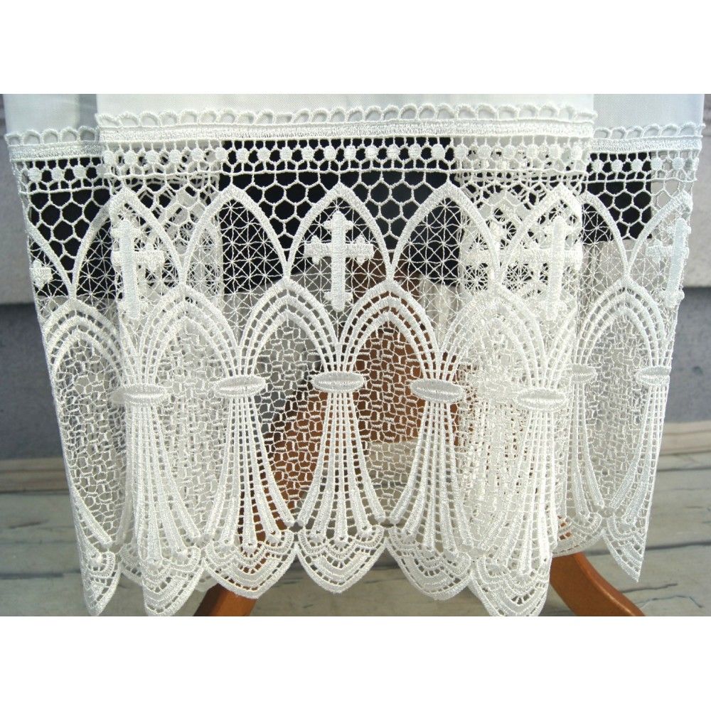 Alba kapłańska tradycyjna z zakładkami + gipiura (11) - KOMŻE I ALBY  KAPŁAŃSKIE - zdjęcie 2 - Alba kapłańska tradycyjna z zakładkami + gipiura (11)