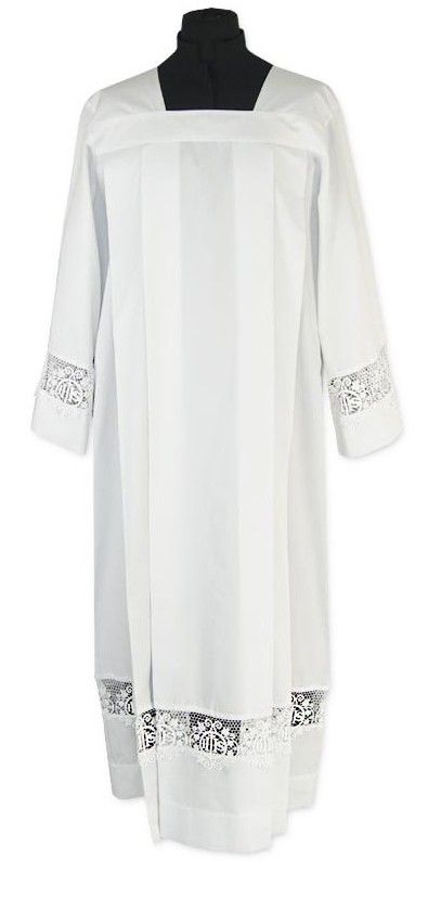 Alba kapłańska tradycyjna z zakładkami + gipiura (13) - KOMŻE I ALBY  KAPŁAŃSKIE - Nowość
