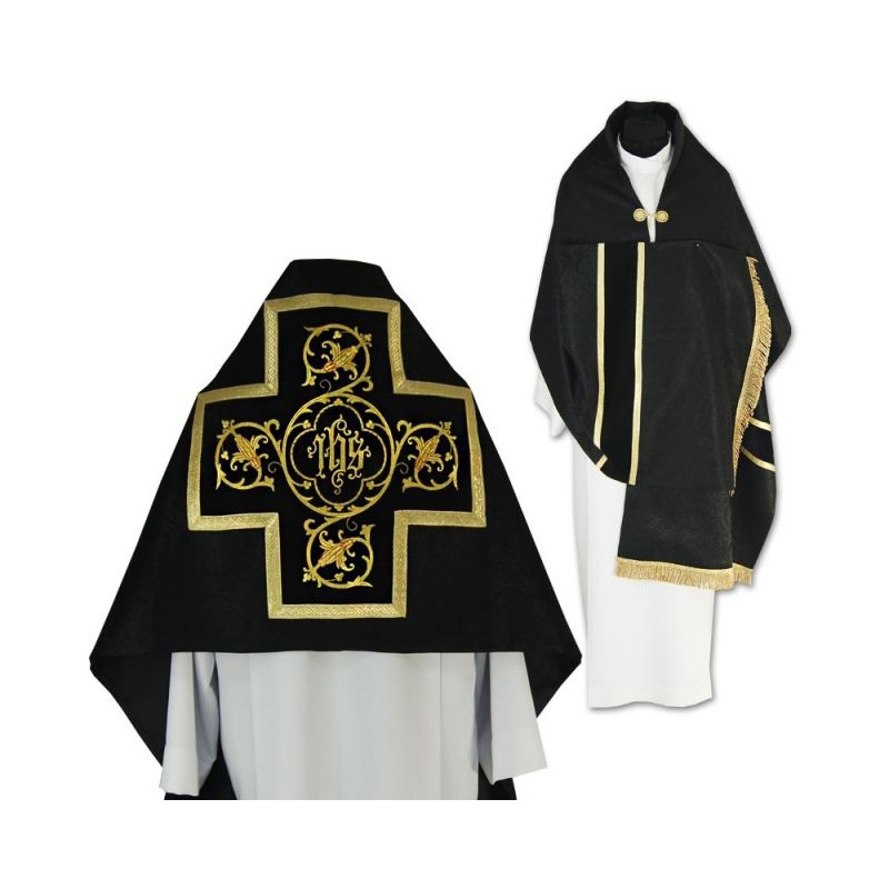 Welon liturgiczny czarny z frędzlami (40) - WELONY - Welon liturgiczny czarny z frędzlami (40)