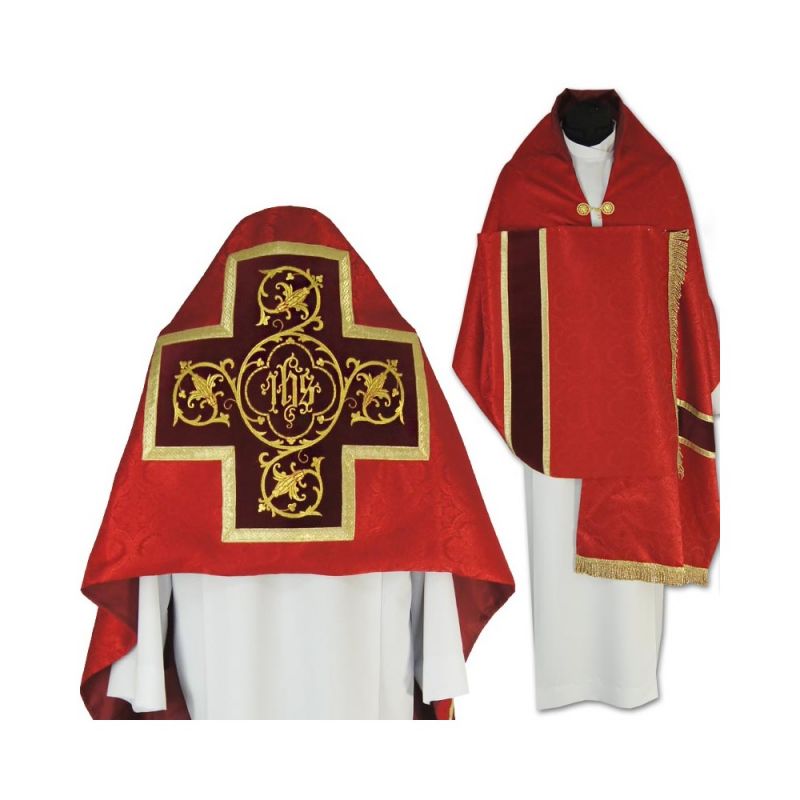 Welon liturgiczny czerwony z frędzlami (41) - WELONY - Welon liturgiczny czerwony z frędzlami (41)