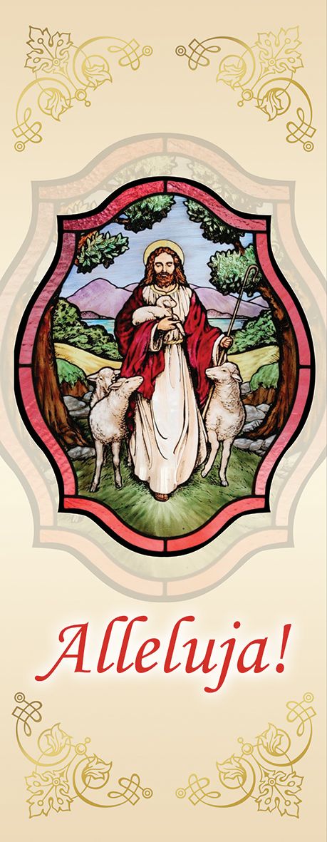 Baner Dobry pasterz z owieczkami - Alleluja (2) - WIELKANOC - Nowość
