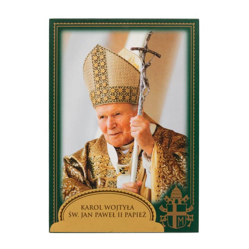 Święty Jan Paweł II Papież - Ikona dwustronna z modlitwą format A5 (2) - Ikony z  tektury introligatorskiej. - Święty Jan Paweł II Papież - Ikona dwustronna z modlitwą format A5 (2)